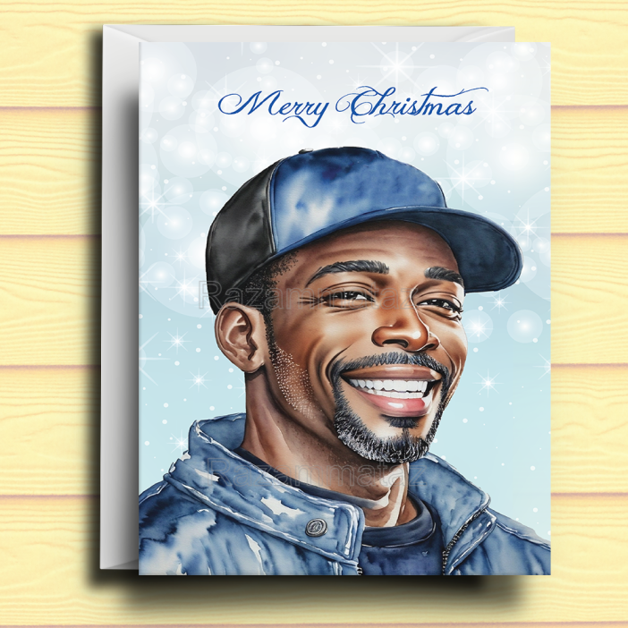 Black Man W Christmas Card